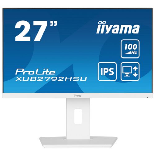 Monitor Iiyama Prolite XUB2792HSU-W6 68,58 cm (27"), 1920x1080 (FHD), IPS, 250cd/m2, 16:9, 100Hz 0,4ms HDMI DP USB LS Pivot Vesa, bijela