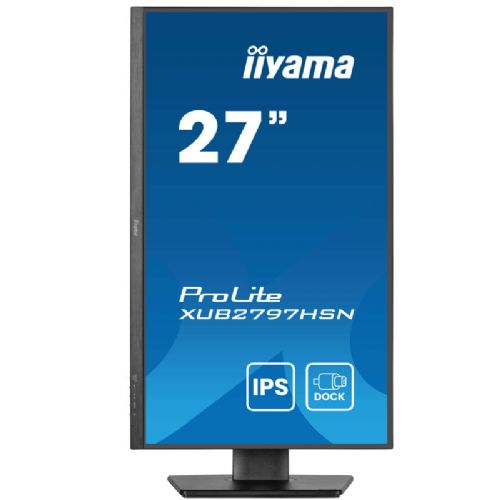 Monitor Iiyama ProLite XUB2797HSN-B2, 68,6 cm (27"), 1920 x 1080 (FHD), IPS, 300 cd/m2, 16 : 9, 1 ms, 100 Hz, HDMI, DP, USB-C (65 W), zvučnik, pivot, crni