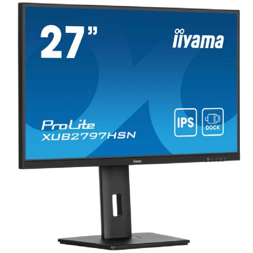 Monitor Iiyama ProLite XUB2797HSN-B2, 68,6 cm (27"), 1920 x 1080 (FHD), IPS, 300 cd/m2, 16 : 9, 1 ms, 100 Hz, HDMI, DP, USB-C (65 W), zvučnik, pivot, crni