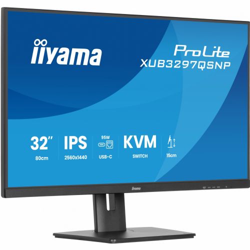 Monitor IIYAMA XUB3297QSNP-B1 81,28cm (32''), IPS-panel 2560x1440 350 cd/m2 USB-C priklopna postaja LAN/95 W PD/DP-OUT KVM USB 3x3.2+1xC 1 ms 9821288424