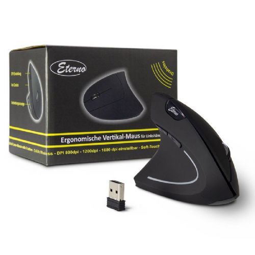 INTER-TECH Eterno KM-206L USB brezžična za levičarje optična za levičarje vertikalna miška