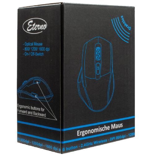 INTER-TECH Eterno M-230 optična brezžična USB črna miška