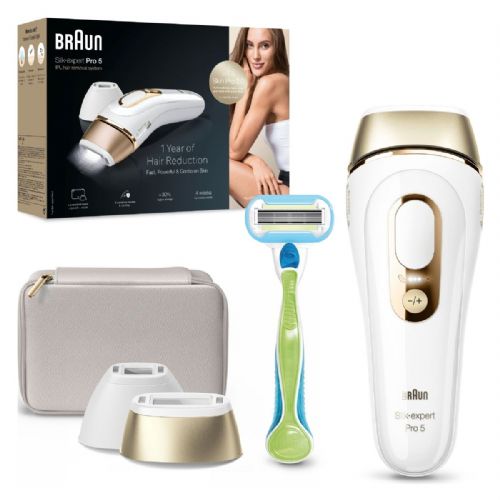 Braun Silk-expert Pro PL5152 IPL uređaj za uklanjanje dlačica (bijelo/zlatni, uključujući vrećicu + standardni i široki nastavak + Venus britvica)