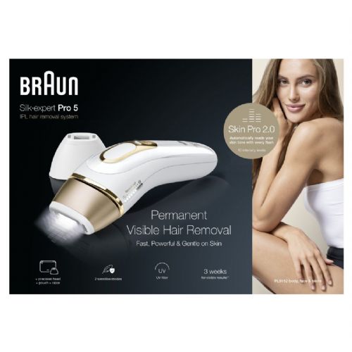 Braun Silk-expert Pro PL5152 IPL uređaj za uklanjanje dlačica (bijelo/zlatni, uključujući vrećicu + standardni i široki nastavak + Venus britvica)