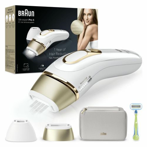 IPL - Braun Silk-expert Pro 5 PL5152 permanent hair removal device, SensoAdapt technology, set with attachments and razor, suitable for sensitive skin, quick treatments
