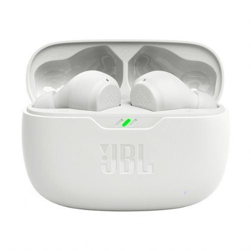 Slušalke JBL Wave Beam bele, TWS, Bluetooth 5.2, IP54, 32h avtonomije, hitro polnjenje