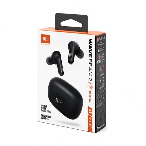 Slušalke JBL Wave Beam 2 aktivno odpravljanje šuma, Pure Bass zvok, Bluetooth 5.3, do 40 h predvajanja, črne