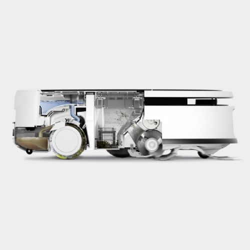 Robotski sesalnik Kärcher RCV 7, LiDAR in AI navigacija, sesanje in mokro brisanje, kamera v živo, bele barve