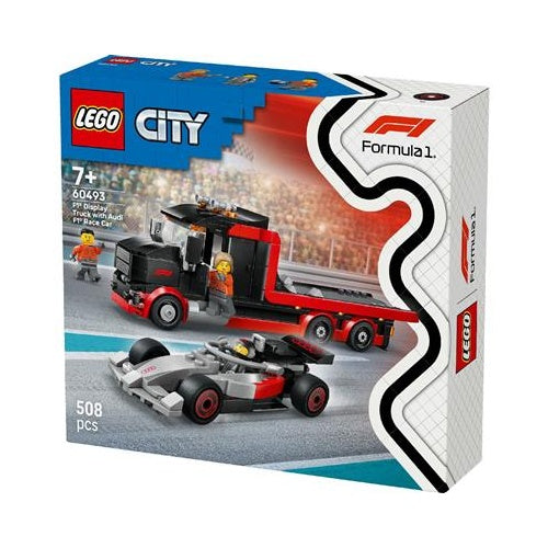Kocke Lego City F1 tovornjak z dirkalnikom Audi F1, 508 kos, od 7. let (60493)