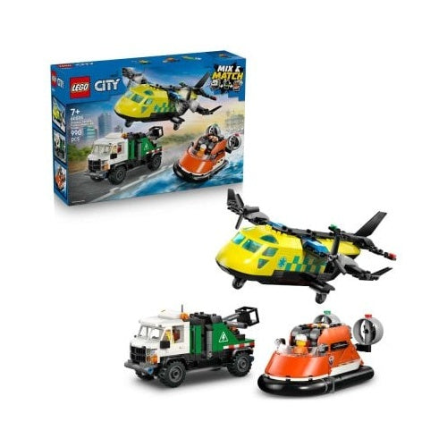 Kocke Lego City Kombinirani komplet z letalom, vzdrževalnim vozilom in lebdečim plovilom, 990 kos, od 7. let 60505