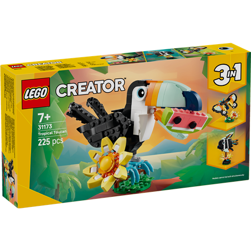 Kocke Lego Creator 3-v-1 Divje živali: Tropski tukan 31173, 225 kock, od 7. let