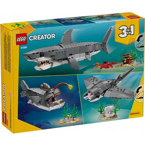 Kocke Lego Creator 3-v-1 Divji morski pes z zakladnico, 379 kock, od 8. let (31381)