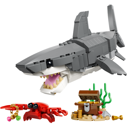 Kocke Lego Creator 3-v-1 Divji morski pes z zakladnico, 379 kock, od 8. let (31381)