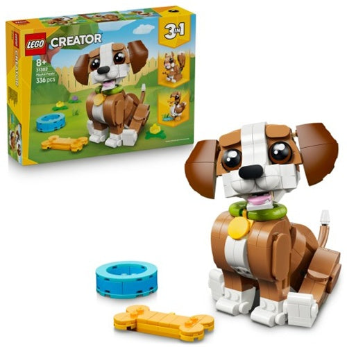 Kocke Lego Creator 3-v-1 ljubke živali gradbena igrača: igriv kužek, 336 kock, od 8. let (31382)