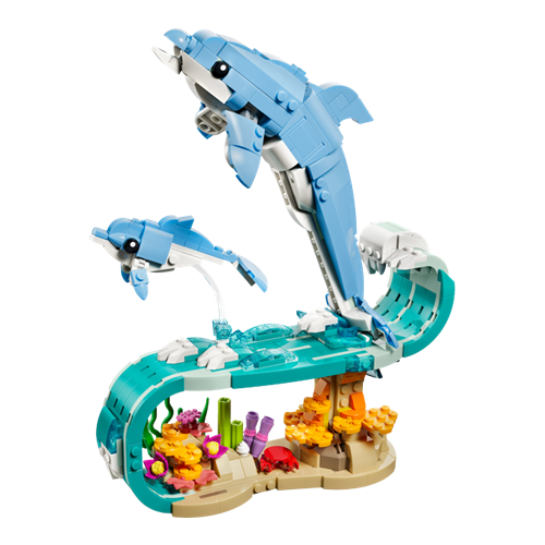 Kocke Lego Creator 3-v-1 Morska bitja : Čudoviti delfini, 542 kock, od 9. let (31385)