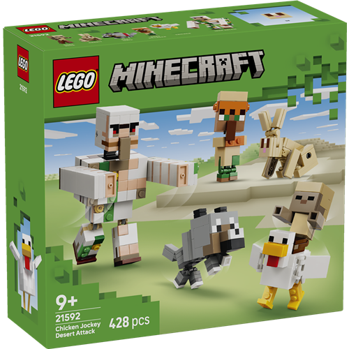 Kocke Lego Minecraft: Napad kokošjega jezdeca v puščavi, 428 kos, od 9. let (21592)