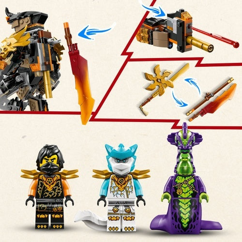 Kocke Lego Ninjago Coleov akcijski robot in zmaj Zane, 364 kock, od 7. let (71854)
