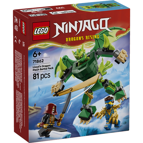 Kocke Lego Ninjago: Lloydov bojni komplet zmajevega robota, 81 kos, od 6. let (71862)