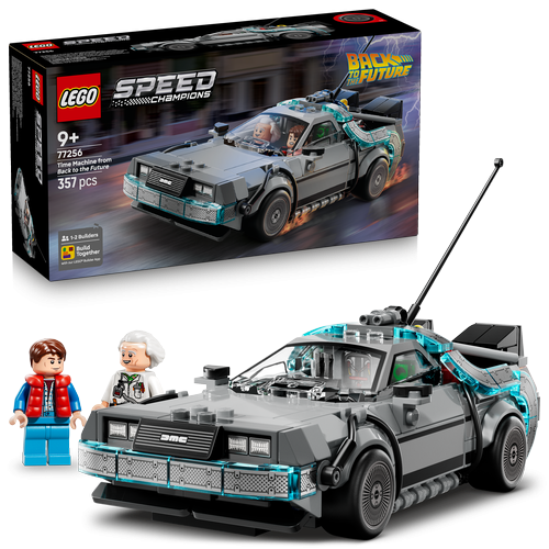 Kocke Lego Speed Champions Časovni stroj, konstrukcijska igrača iz filma Nazaj v prihodnost, 357 kos, od 9. let (77256)