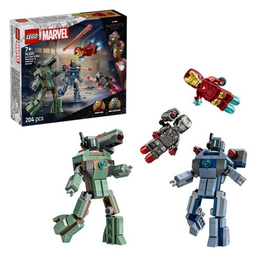 Kocke Lego® Super Heroes: Iron Man in War Machine proti dronom Hammer (76320), 204 kock, od 7. let