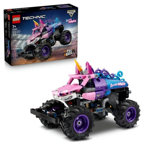 Kocke Lego Technic Monster Jam Sparkle Smash z motorjem na izvlečenje, 243 kock, od 7. let 42220