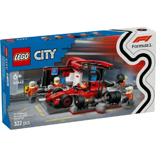 Kocke Lego City: Servisni boks in mehaniki z avtomobilom Ferrari F1® (60443)