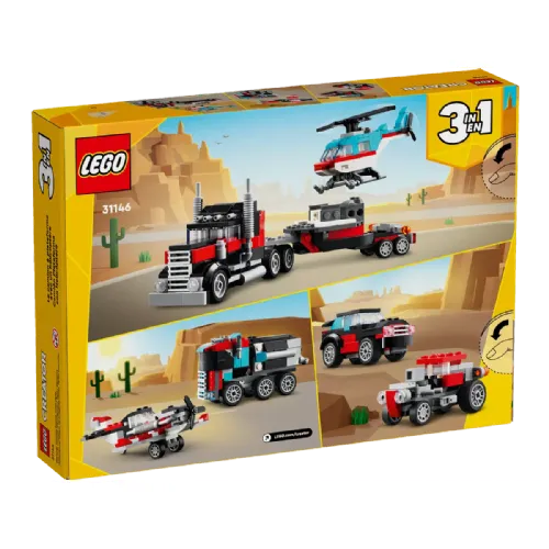 Kocke Lego® Creator 3in1 Ploščadni tovornjak s helikopterjem (31146)