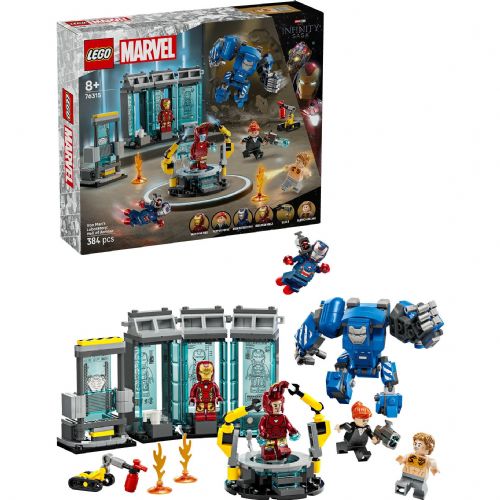 Kocke Lego Super Heroes: Iron Manov laboratorij: Dvorana oklepov (76315), 384 kock, od 8. let