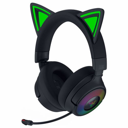 Slušalke Razer Kraken Kitty V3 Pro črne, brezžične, Razer Chroma RGB, THX Spatial Audio, Bluetooth 5.3, do 70 ur baterije, mikrofon HD