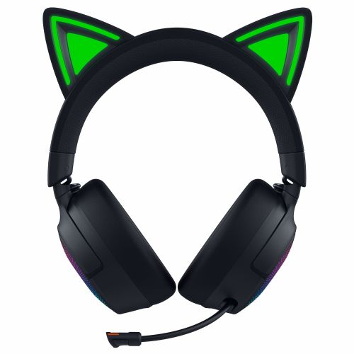 Slušalke Razer Kraken Kitty V3 Pro črne, brezžične, Razer Chroma RGB, THX Spatial Audio, Bluetooth 5.3, do 70 ur baterije, mikrofon HD