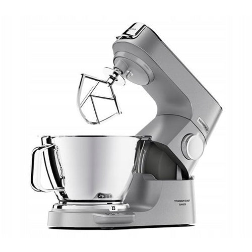 Kuhinjski robot Kenwood Titanium Chef Baker KVC85.124SI, 1200 W, integrirana tehtnica, set za slaščice, nastavek za mešalnik, za 5 l posoda, brezstopenjsko prilagajanje, srebrne barve