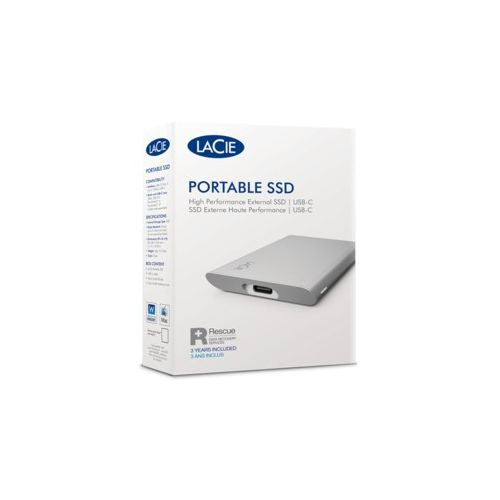 Zunanji prenosni trdi disk LACIE Prenosni SSD USB-C 500 GB z reševalno službo Moon Silver