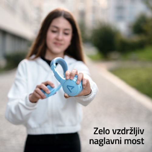 Slušalke LAMAX BaseKid1, Bluetooth 5.3, 35 h baterija, omejitev glasnosti 85/94 dB, modre
