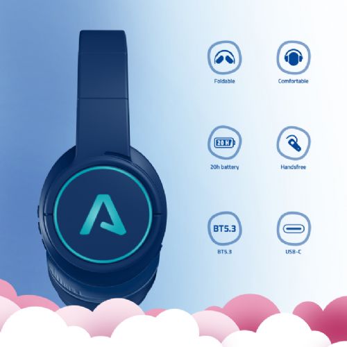 Slušalke Lamax GlowKid1, Bluetooth 5.3, LED osvetlitev, 37 h avtonomija, modre