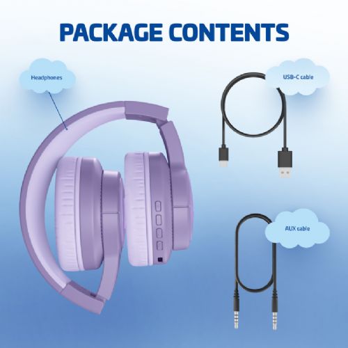 Slušalke Lamax GlowKid1, Bluetooth 5.3, LED osvetlitev, 37 h avtonomije, vijolične