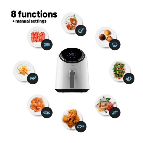 Cvrtnik na vroč zrak Lauben 2500WT, 1300 W, 2,5L, časovnik, LED zaslon, 8 prednastavljenih programov, bele barve