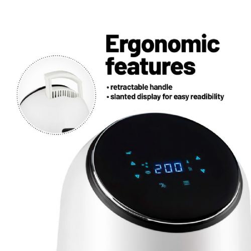 Cvrtnik na vroč zrak Lauben 2500WT, 1300 W, 2,5L, časovnik, LED zaslon, 8 prednastavljenih programov, bele barve