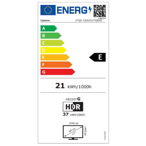 Monitor LENOVO Legion 27QD-10 68,58cm (27") QHD IPS 240Hz DP/HDMI/USB-C HDR10 gaming