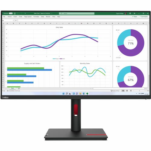 Monitor Lenovo ThinkVision T32h-30, 80,1 cm (31,5), 2560 x 1440 (WQHD), IPS, 350 cd/m2, 16 : 9, 4 ms, 60 Hz, HDMI, DP, USB-C, pivot, črn