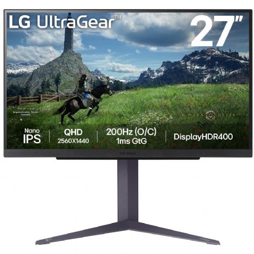 Monitor LG 27GS85QX-B Ultragear Gaming 68,6 cm (27"), 2560 x 1440 (WQHD), IPS, 400 cd/m2, 1ms, HDMI DP