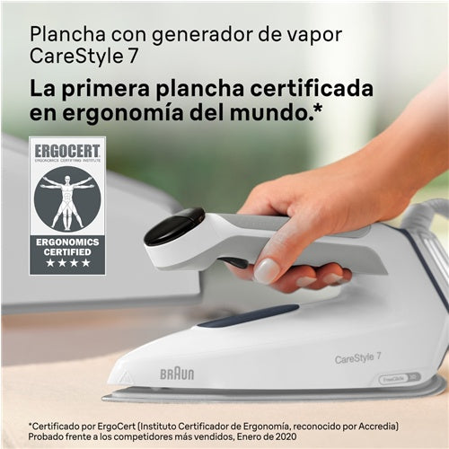 Likalna postaja Braun CareStyle 7 IS 7262, 2700 W, 150 g/min pare, 2000 ml rezervoar, FreeGlide 3D plošča, sistem proti vodnemu kamnu