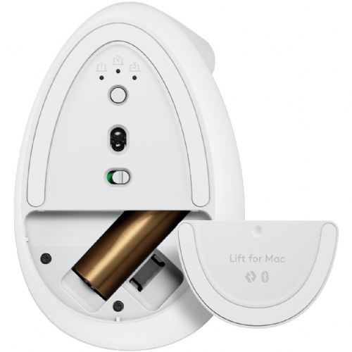 Miška Logitech Lift for Mac Vertikalna miška, ergonomska optična 6 gumbov, brezžična povezava Bluetooth Bolt USB sprejemnik umazano bel