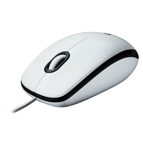 Miška Logitech M100 žična optična, bela, dvostranska, USB, za desničarje in levičarje