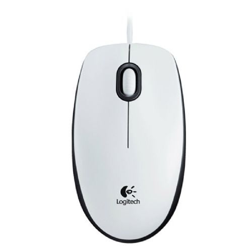 Miška Logitech M100 žična optična, bela, dvostranska, USB, za desničarje in levičarje
