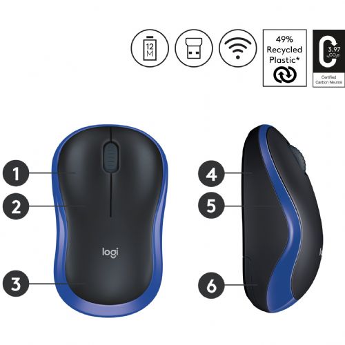 Miška Logitech M185 brezžična modra
