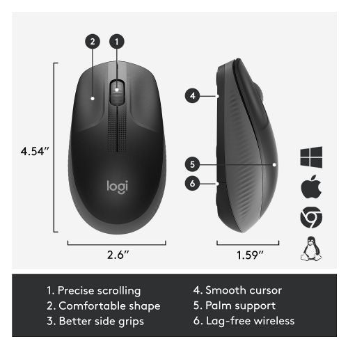 Logitech M190 brezžična optična črna