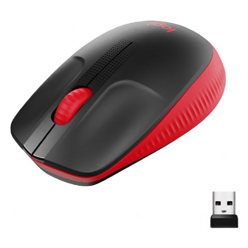 Miška Logitech M190, brezžična, optična, rdeča