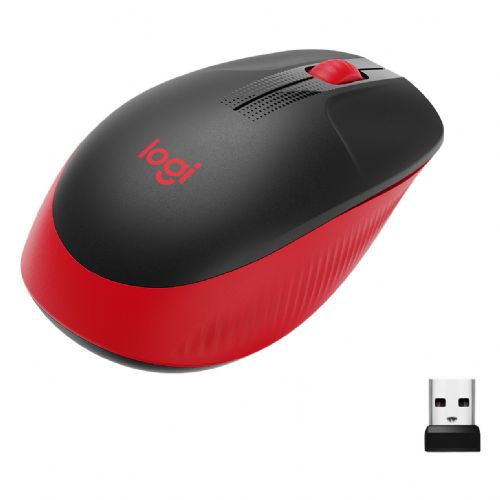 Miška Logitech M190, brezžična, optična, rdeča