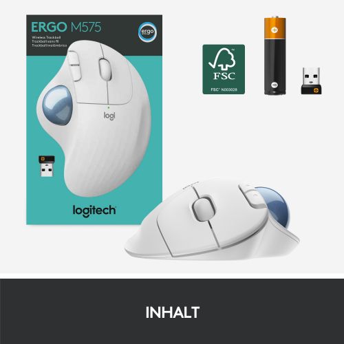 Brezžična sledilna kroglica Logitech M575 ERGO bela