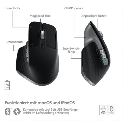 Brezžična miška Logitech MX Master 3S za Mac siva